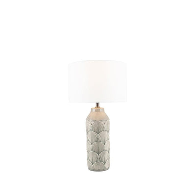 Pacific Lifestyle Lighting Bethan Embossed Grey Ceramic Table Lamp House of Isabella UK