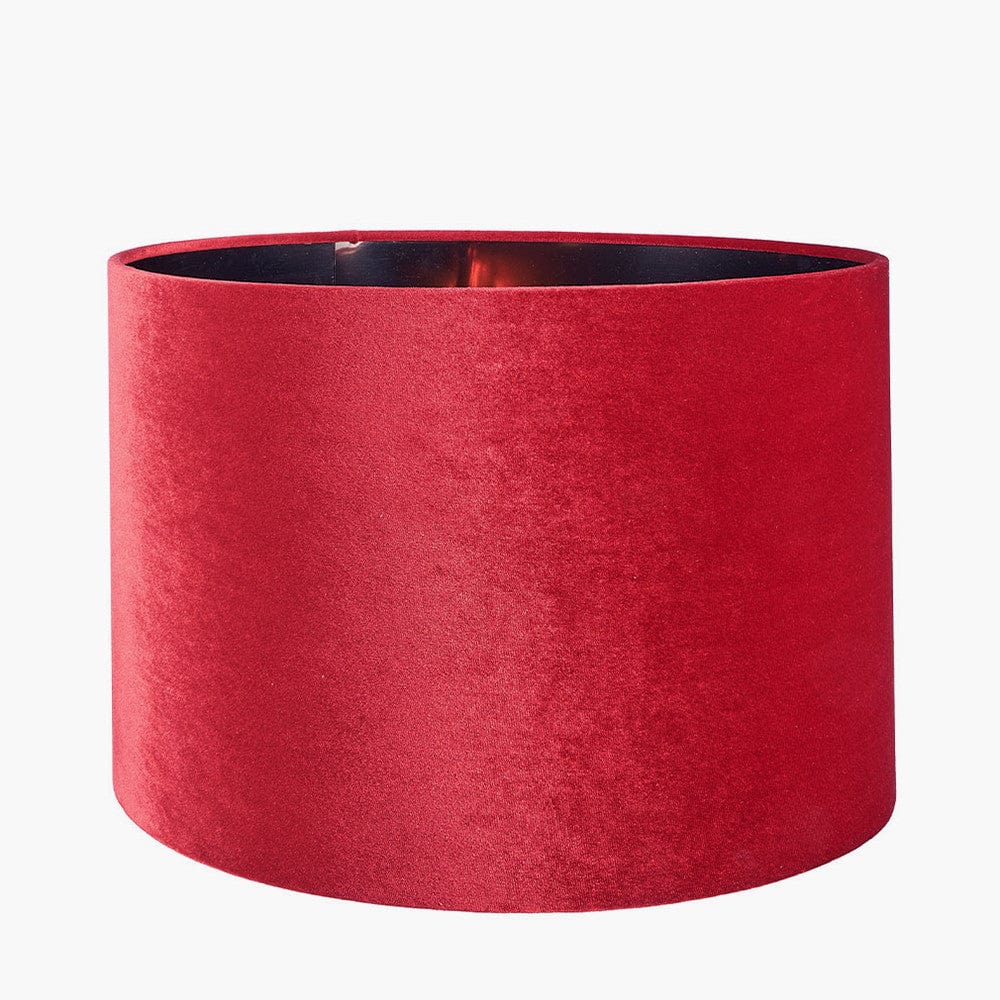 Pacific Lifestyle Lighting Bow 25cm Red Velvet Cylinder Shade House of Isabella UK