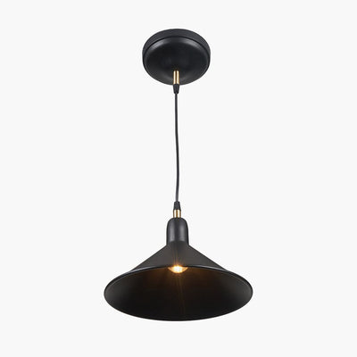 Pacific Lifestyle Lighting Canton Matt Black and Brass Metal Cone Pendant House of Isabella UK