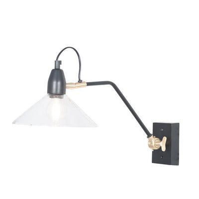 Pacific Lifestyle Lighting Canton Matt Black Metal and Clear Glass Cone Wall Light House of Isabella UK