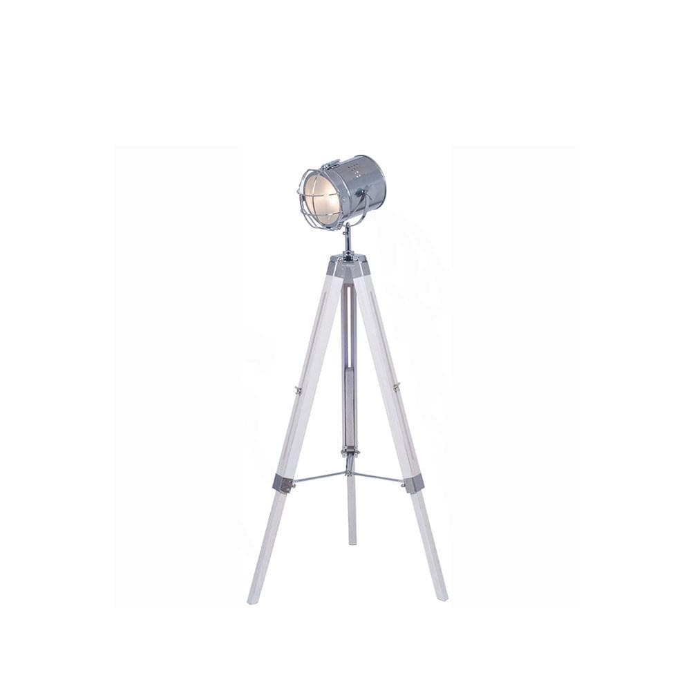 Pacific Lifestyle Lighting Capstan White Wash and Silver Metal Tripod Floor Lamp House of Isabella UK