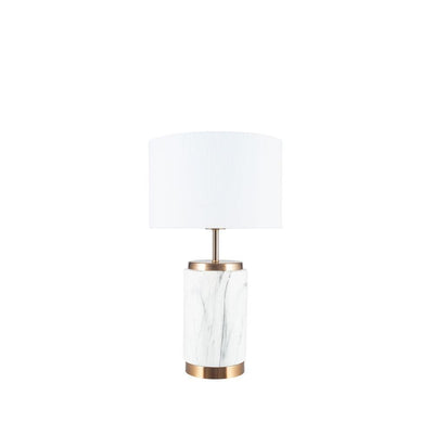Pacific Lifestyle Lighting Carrara Marble Effect and Brass Ceramic Table Lamp House of Isabella UK