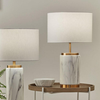 Pacific Lifestyle Lighting Carrara Marble Effect and Brass Ceramic Table Lamp House of Isabella UK