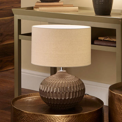 Pacific Lifestyle Lighting Cassius Bronze Textured Glazed Ceramic Table Lamp House of Isabella UK