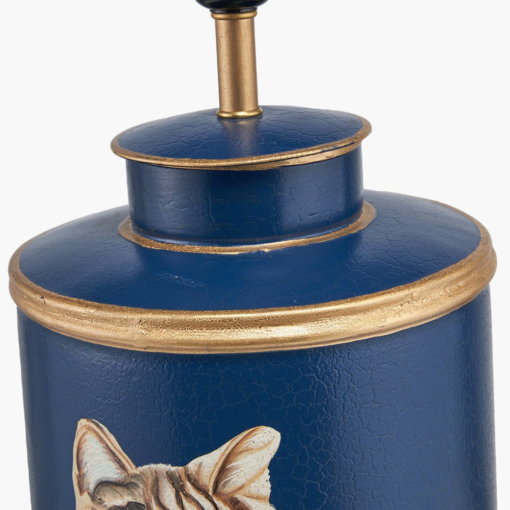 Pacific Lifestyle Lighting Cat Blue Hand Painted Metal Table Lamp House of Isabella UK