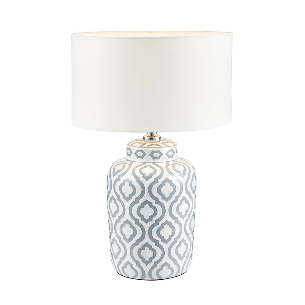 Pacific Lifestyle Lighting Celia Grey and White Pattern Ceramic Table Lamp House of Isabella UK