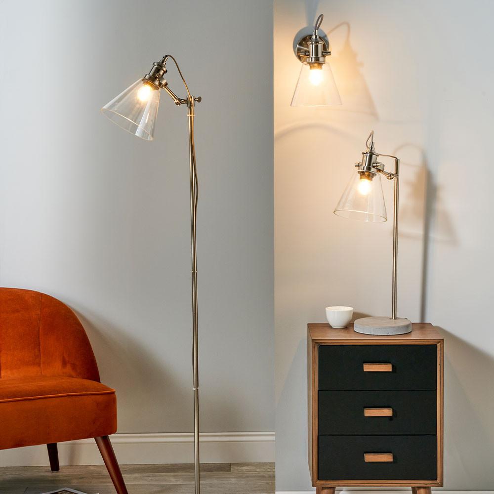 Pacific Lifestyle Lighting Chaplin Concrete, Chrome and Glass Table Lamp House of Isabella UK