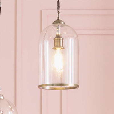Pacific Lifestyle Lighting Cloche Clear Glass and Antique Brass Rimmed Pendant House of Isabella UK