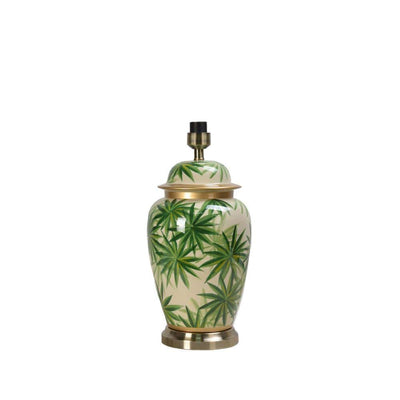Pacific Lifestyle Lighting Curacao Palm Leaf Design Ceramic Urn Table Lamp House of Isabella UK
