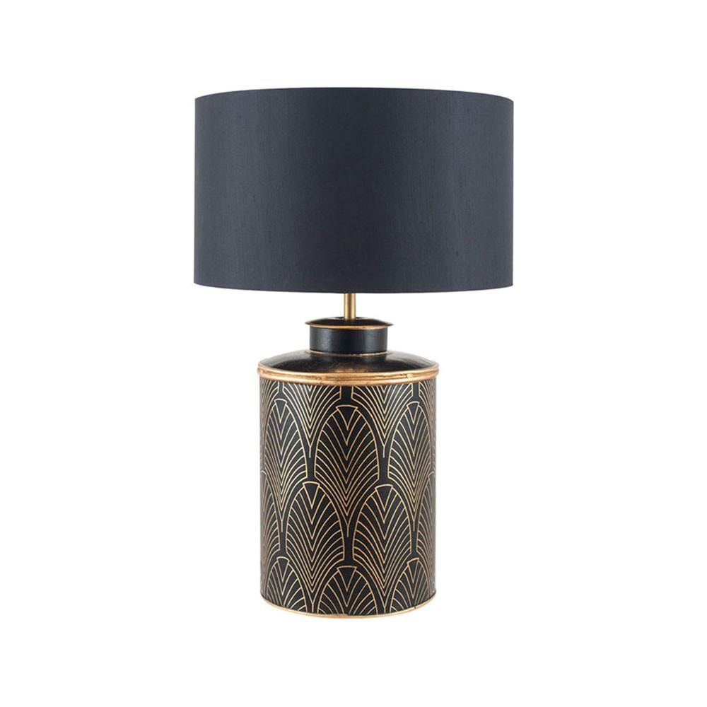 Pacific Lifestyle Lighting Deco Black Geo Art Deco Hand Painted Table Lamp House of Isabella UK