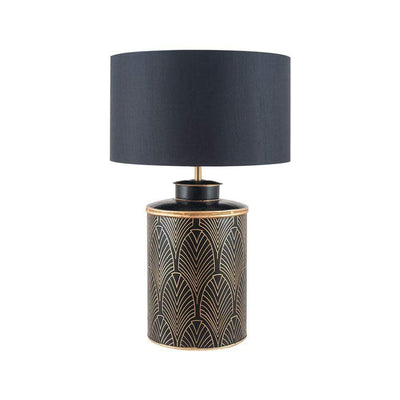 Pacific Lifestyle Lighting Deco Black Geo Art Deco Hand Painted Table Lamp House of Isabella UK