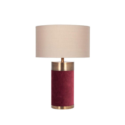 Pacific Lifestyle Lighting Dempsey Red Velvet and Antique Gold Metal Table Lamp House of Isabella UK