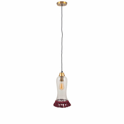 Pacific Lifestyle Lighting Dita Clear Organic Glass and Red Tassel Pendant House of Isabella UK