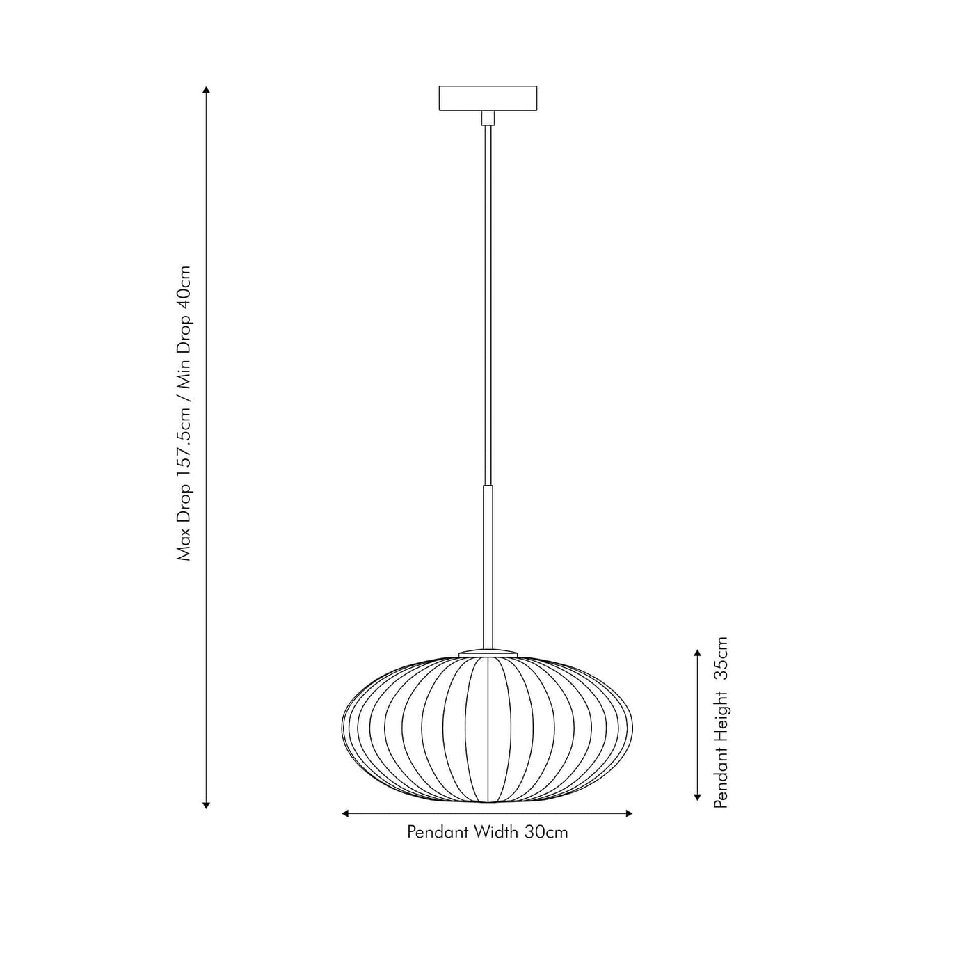 Pacific Lifestyle Lighting Emilia Clear Glass and Silver Metal Ribbed Oval Pendant House of Isabella UK