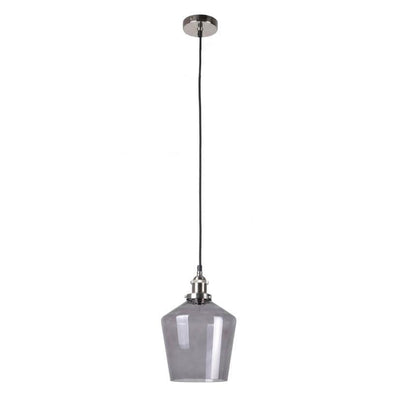 Pacific Lifestyle Lighting Emmanuelle Antique Silver Metal and Smoke Glass Pendant House of Isabella UK