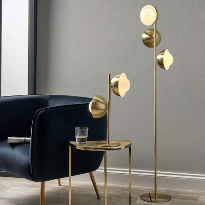 Pacific Lifestyle Lighting Estelle Brushed Brass Metal and White Orb Dome Floor Lamp House of Isabella UK