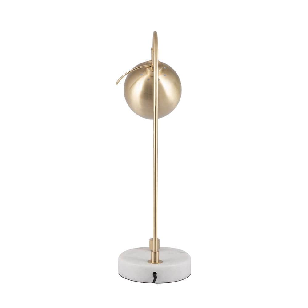 Pacific Lifestyle Lighting Feliciani Brushed Brass Metal and White Marble Task Lamp House of Isabella UK