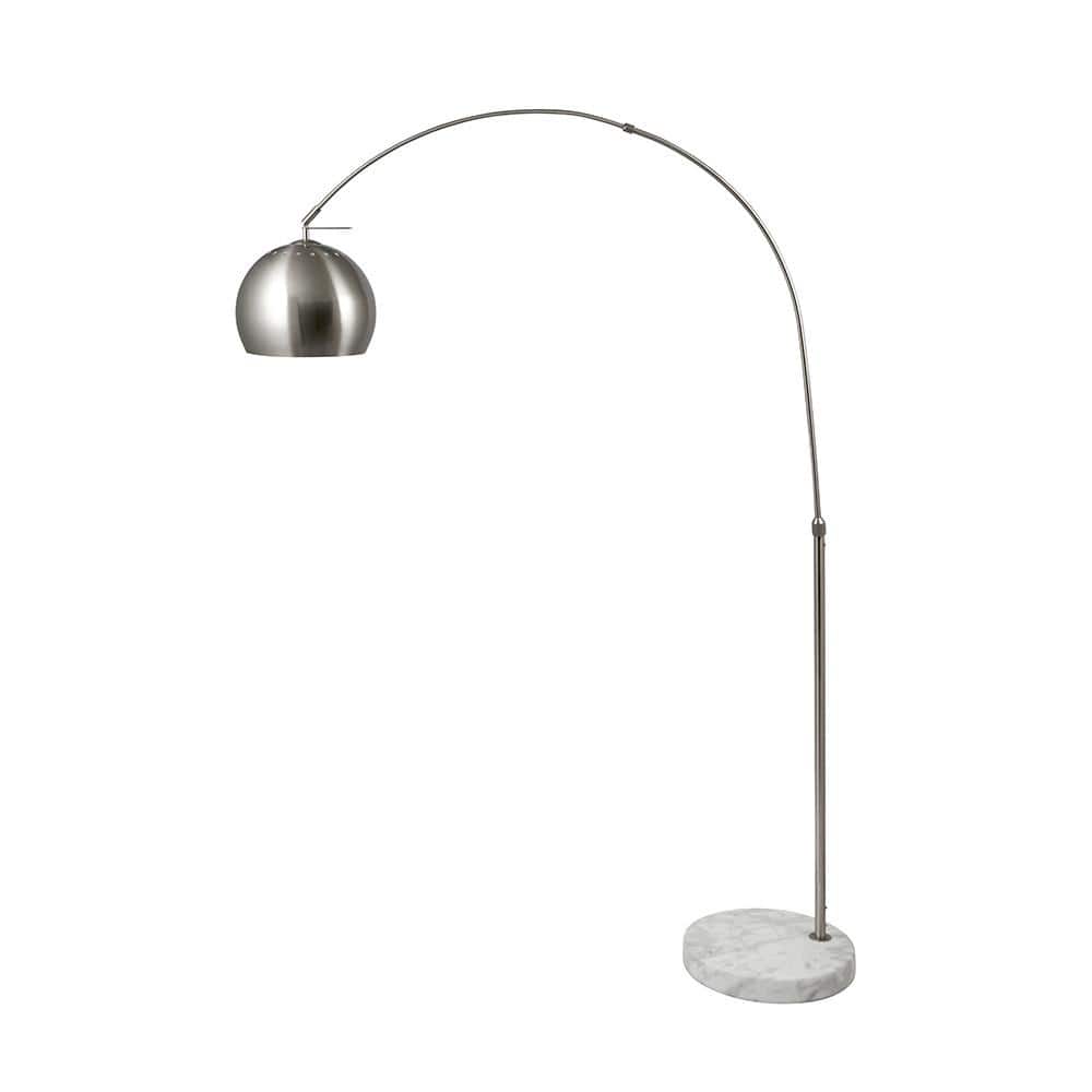 Pacific Lifestyle Lighting Feliciani Brushed Silver Metal and White Marble Floor Lamp House of Isabella UK