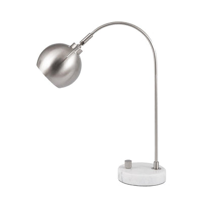 Pacific Lifestyle Lighting Feliciani Brushed Silver Metal and White Marble Task Lamp House of Isabella UK