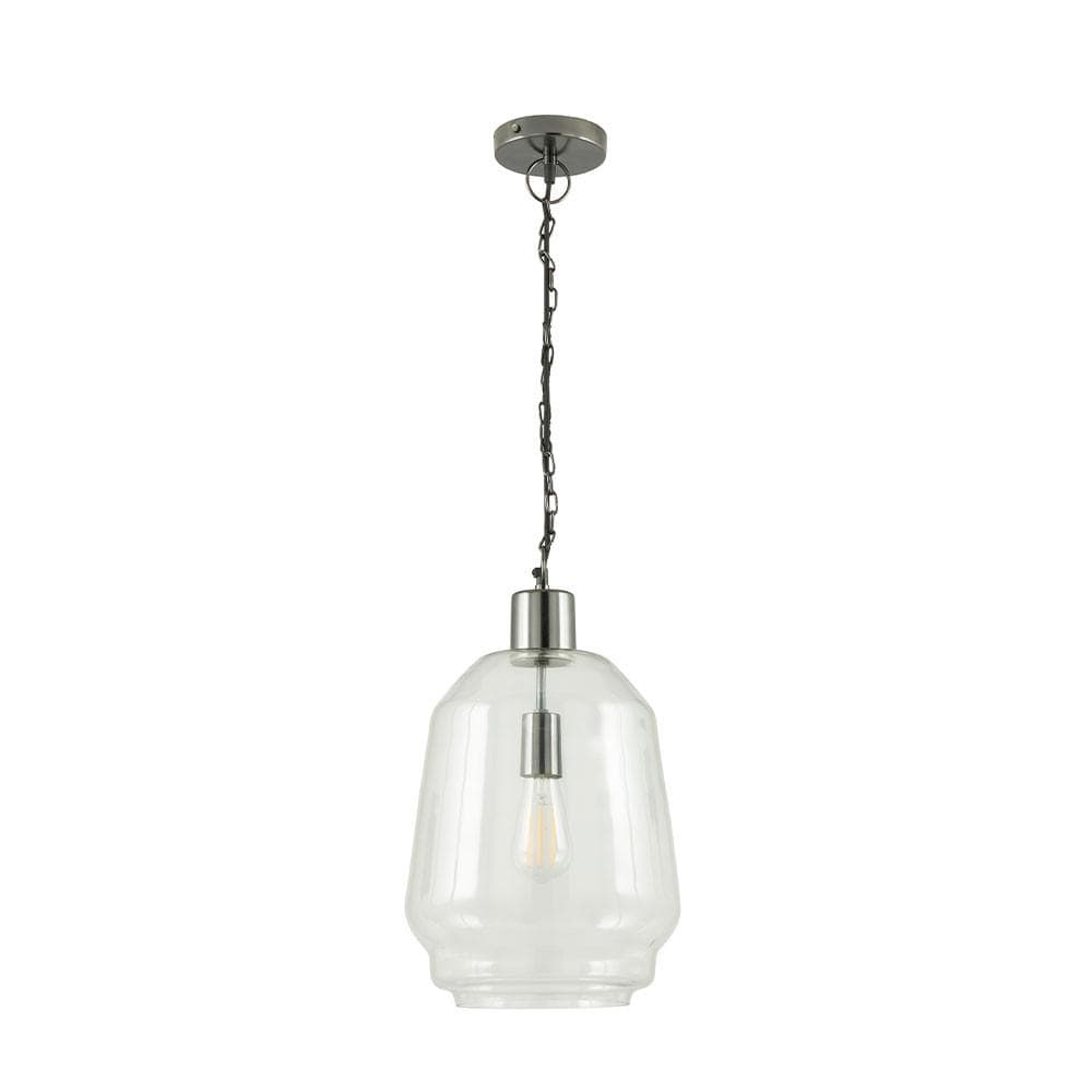 Pacific Lifestyle Lighting Fia Clear Glass & Black Nickel Metal Chain Drop Pendant House of Isabella UK