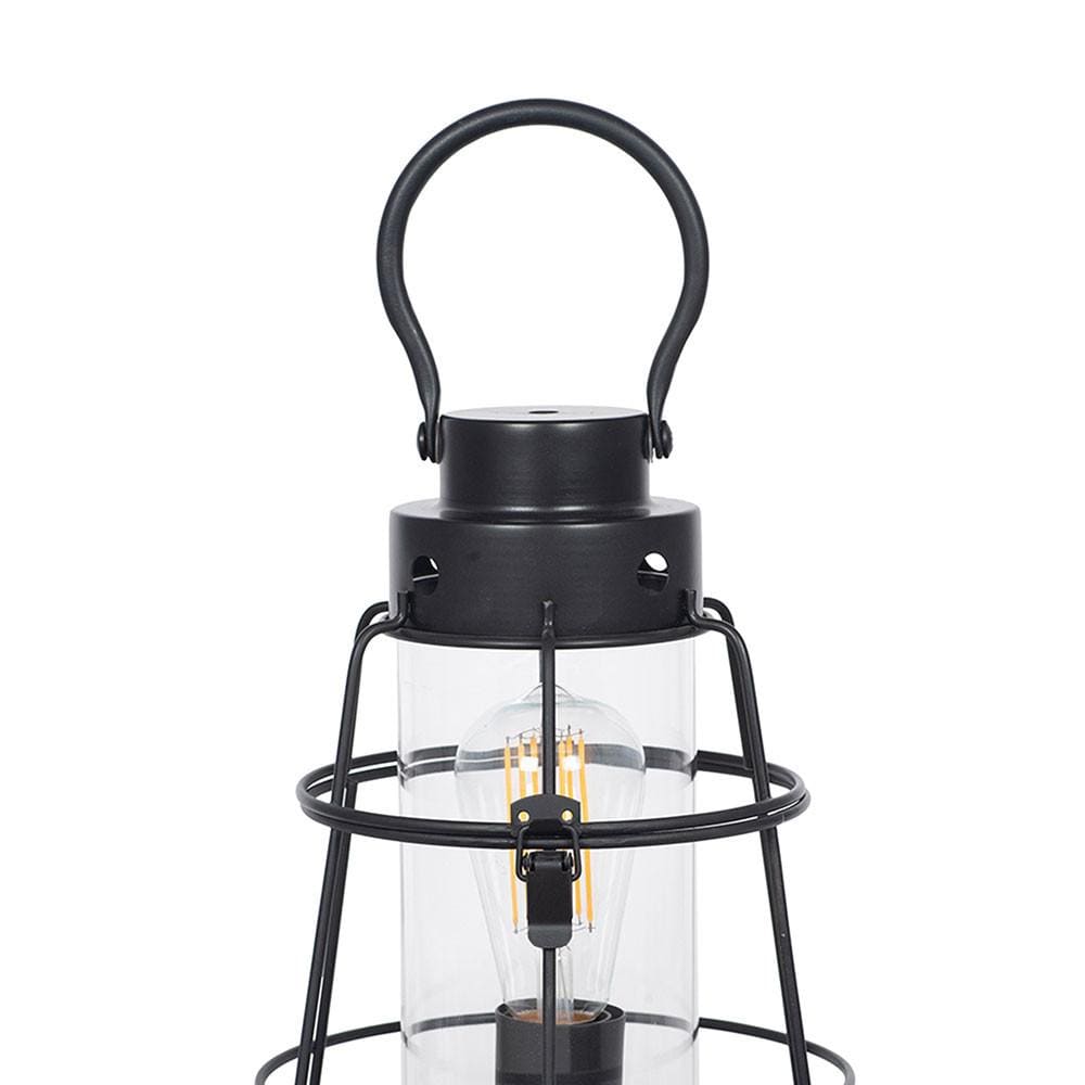 Pacific Lifestyle Lighting Filey Black Metal & Clear Glass Oil Lantern Table Lamp House of Isabella UK