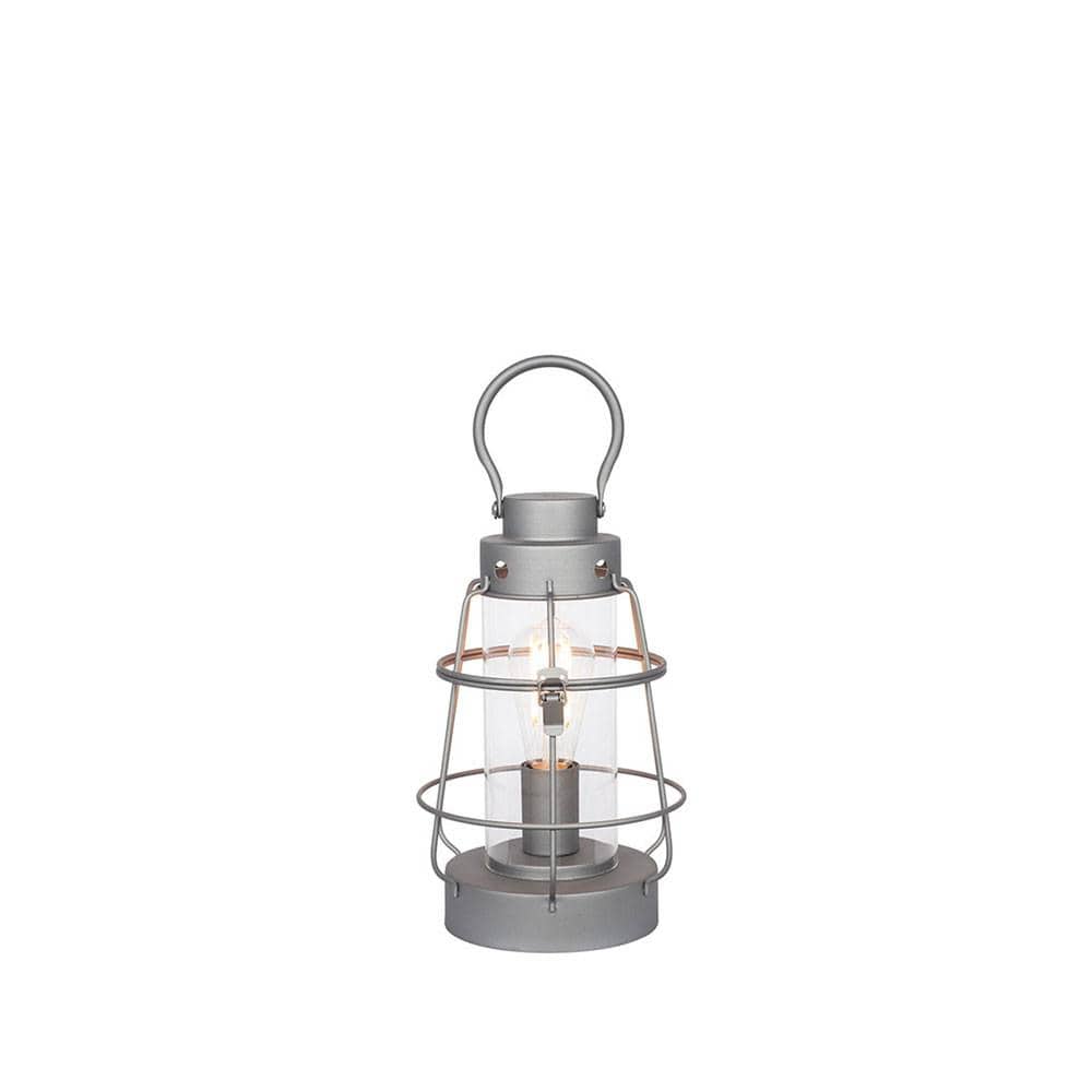 Pacific Lifestyle Lighting Filey Grey Metal & Clear Glass Oil Lantern Table Lamp House of Isabella UK
