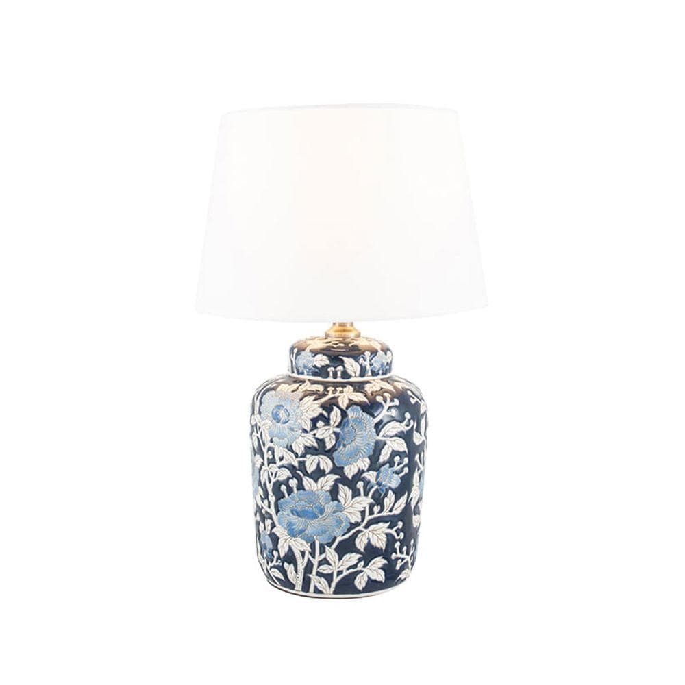 Pacific Lifestyle Lighting Fleur Blue Floral Ceramic Table Lamp House of Isabella UK