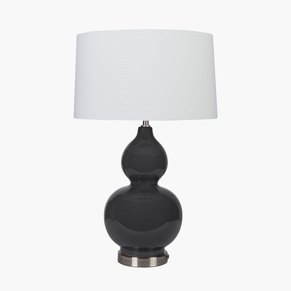 Pacific Lifestyle Lighting Gatsby Grey Ceramic Table Lamp With Brushed Silver Metal Detail House of Isabella UK