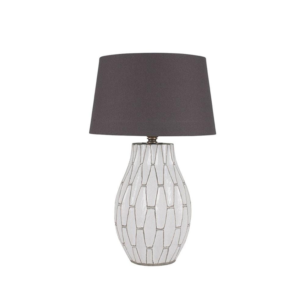 Pacific Lifestyle Lighting Gaudi White Stoneware Geometric Table Lamp House of Isabella UK