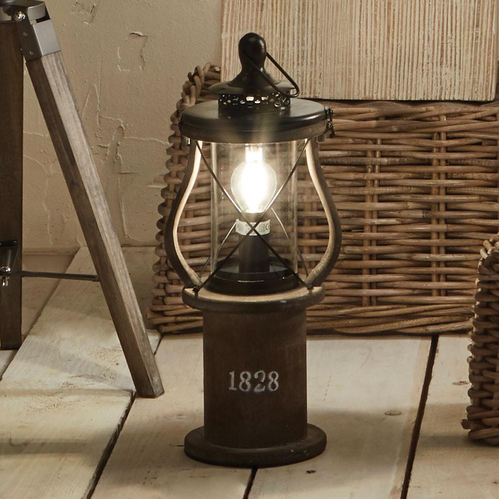 Pacific Lifestyle Lighting Gibson Antique Wood Lantern Table Lamp House of Isabella UK