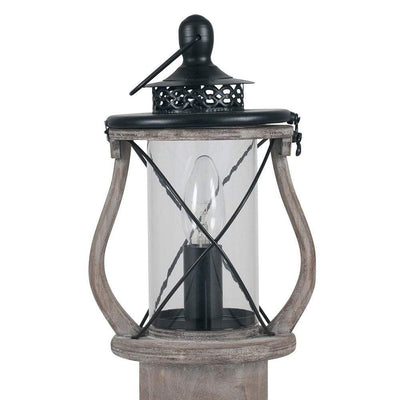Pacific Lifestyle Lighting Gibson Antique Wood Lantern Table Lamp House of Isabella UK