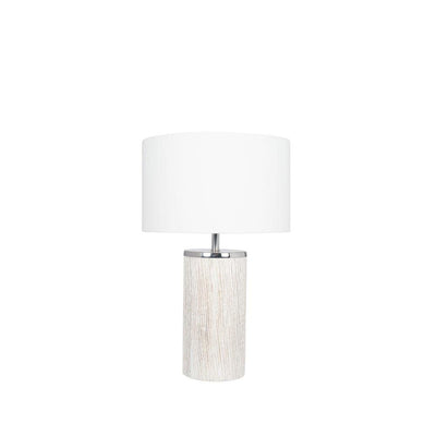 Pacific Lifestyle Lighting Haley White Wash Wood Column Table Lamp House of Isabella UK