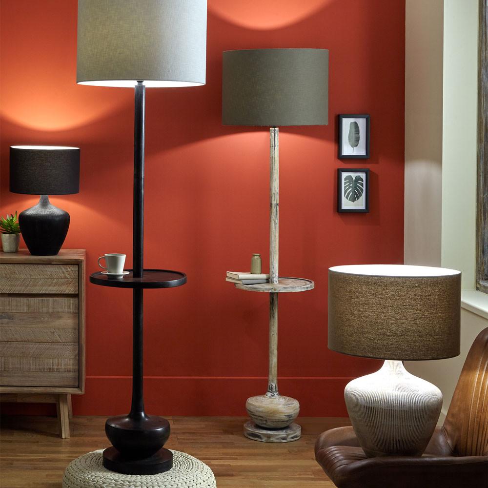 Pacific Lifestyle Lighting Hemi Dark Wash Wood Floor Lamp with Table House of Isabella UK