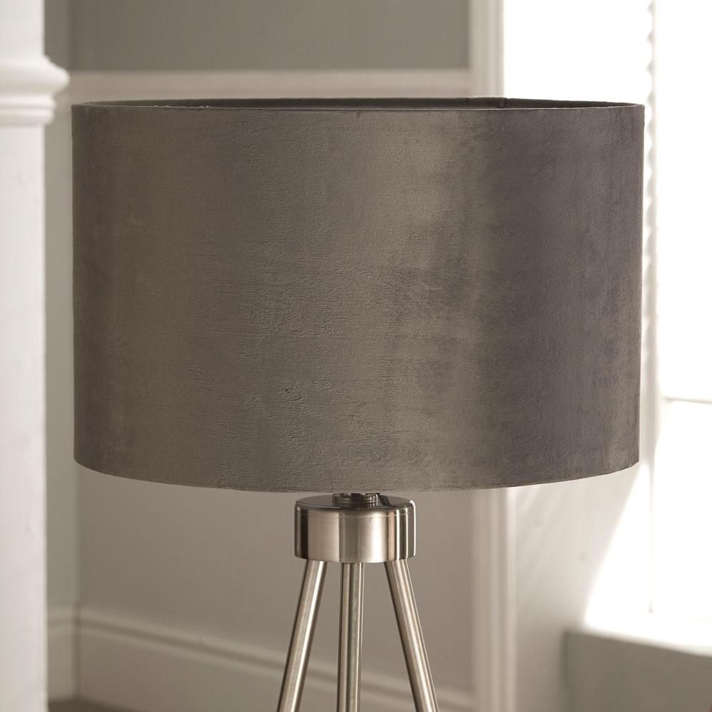 Pacific Lifestyle Lighting Houston Brushed Silver Metal Tripod Table Lamp House of Isabella UK