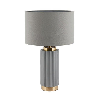 Pacific Lifestyle Lighting Ionic Grey Textured Ceramic and Gold Metal Table Lamp House of Isabella UK