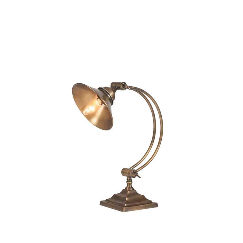 Pacific Lifestyle Lighting Kensington Antique Brass Metal Arched Arm Task Table Lamp House of Isabella UK