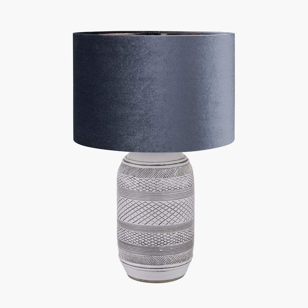 Pacific Lifestyle Lighting Kira White and Black Textured Stoneware Table Lamp House of Isabella UK