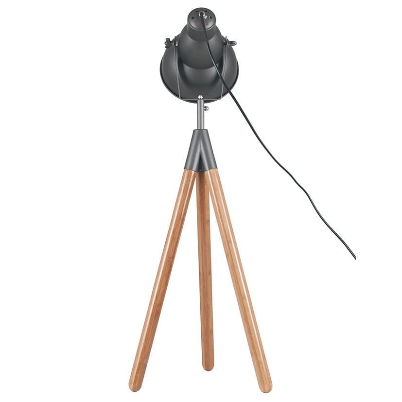 Pacific Lifestyle Lighting Larkin Grey Metal and Natural Wood Tripod Film Table Lamp House of Isabella UK