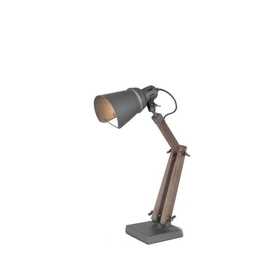 Pacific Lifestyle Lighting Lincoln Wood and Grey Metal Table Task Lamp House of Isabella UK