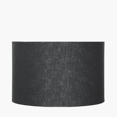Pacific Lifestyle Lighting Lino 25cm Black Self Lined Linen Drum Shade House of Isabella UK