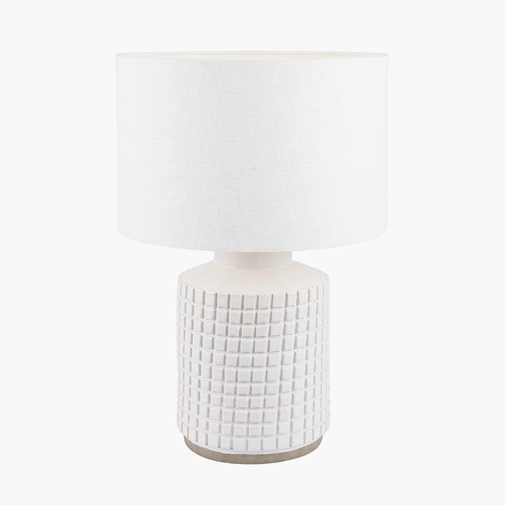 Pacific Lifestyle Lighting Malone Textured White Squares Design Stoneware Table Lamp House of Isabella UK