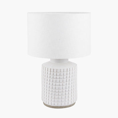 Pacific Lifestyle Lighting Malone Textured White Squares Design Stoneware Table Lamp House of Isabella UK
