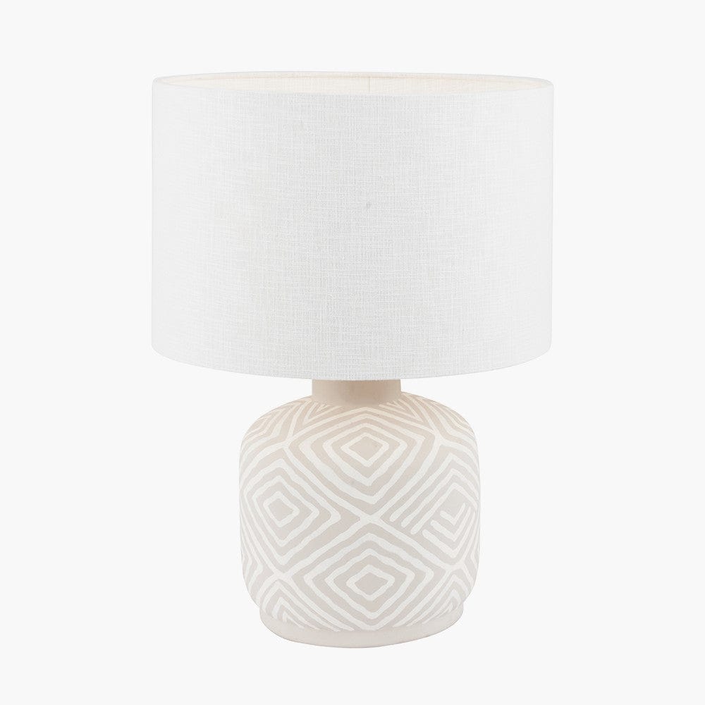 Pacific Lifestyle Lighting Margot Grey Patterned Small Stoneware Table Lamp House of Isabella UK