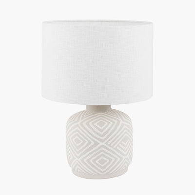 Pacific Lifestyle Lighting Margot Grey Patterned Small Stoneware Table Lamp House of Isabella UK