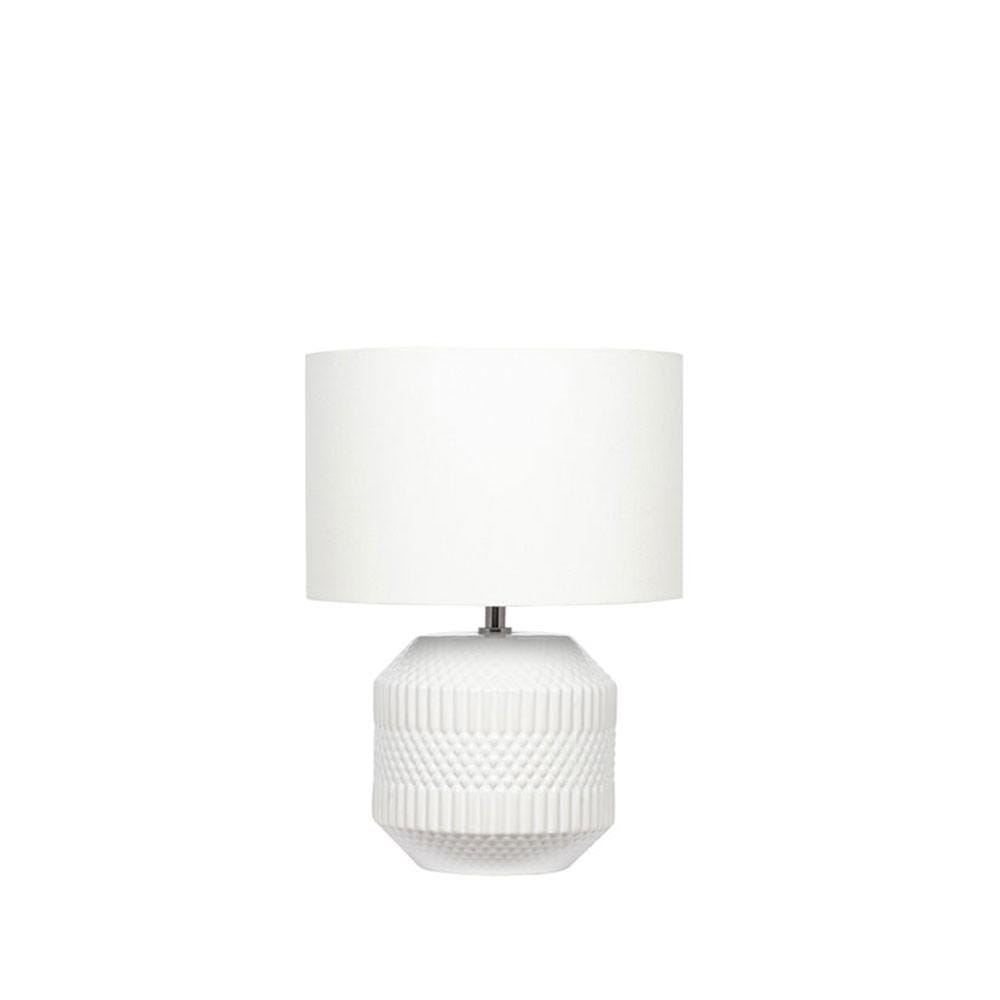 Pacific Lifestyle Lighting Meribel White Geo Textured Ceramic Table Lamp House of Isabella UK