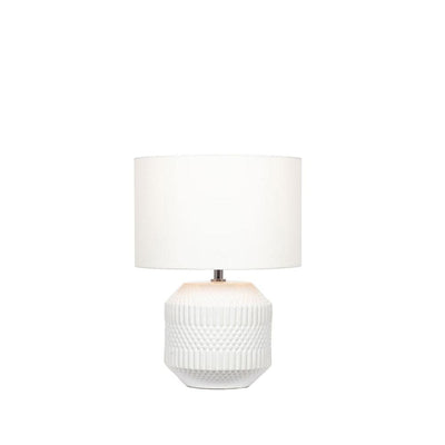 Pacific Lifestyle Lighting Meribel White Geo Textured Ceramic Table Lamp House of Isabella UK