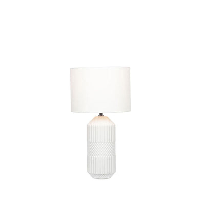 Pacific Lifestyle Lighting Meribel White Geo Textured Tall Ceramic Table Lamp House of Isabella UK