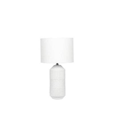 Pacific Lifestyle Lighting Meribel White Geo Textured Tall Ceramic Table Lamp House of Isabella UK