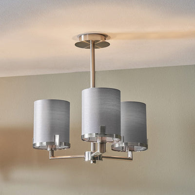 Pacific Lifestyle Lighting Midland Brushed Nickel and Grey Marble Effect 3 Arm Pendant House of Isabella UK