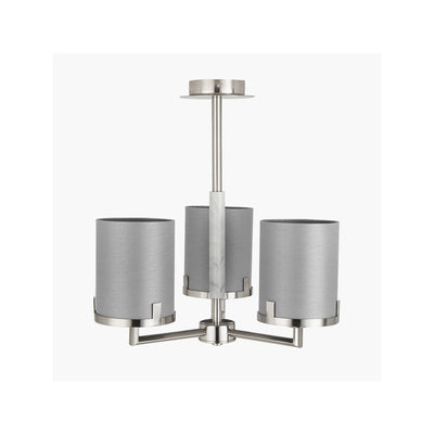Pacific Lifestyle Lighting Midland Brushed Nickel and Grey Marble Effect 3 Arm Pendant House of Isabella UK
